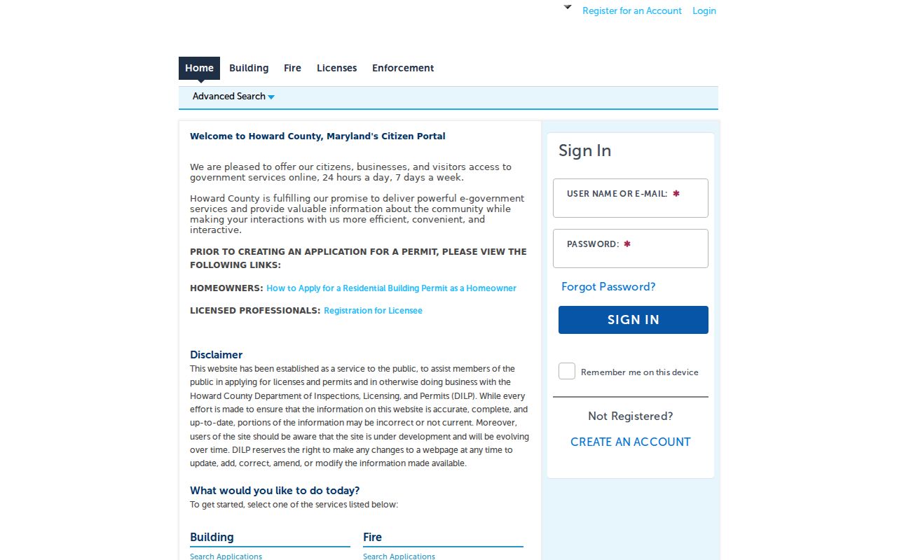 Ilchester public records permit license and enforcement portal