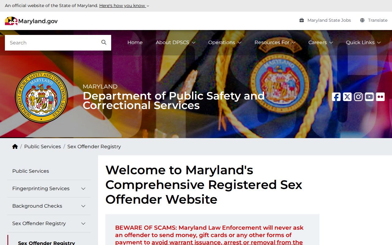 Ilchester public records search and radius alerts in the Maryland offender registry